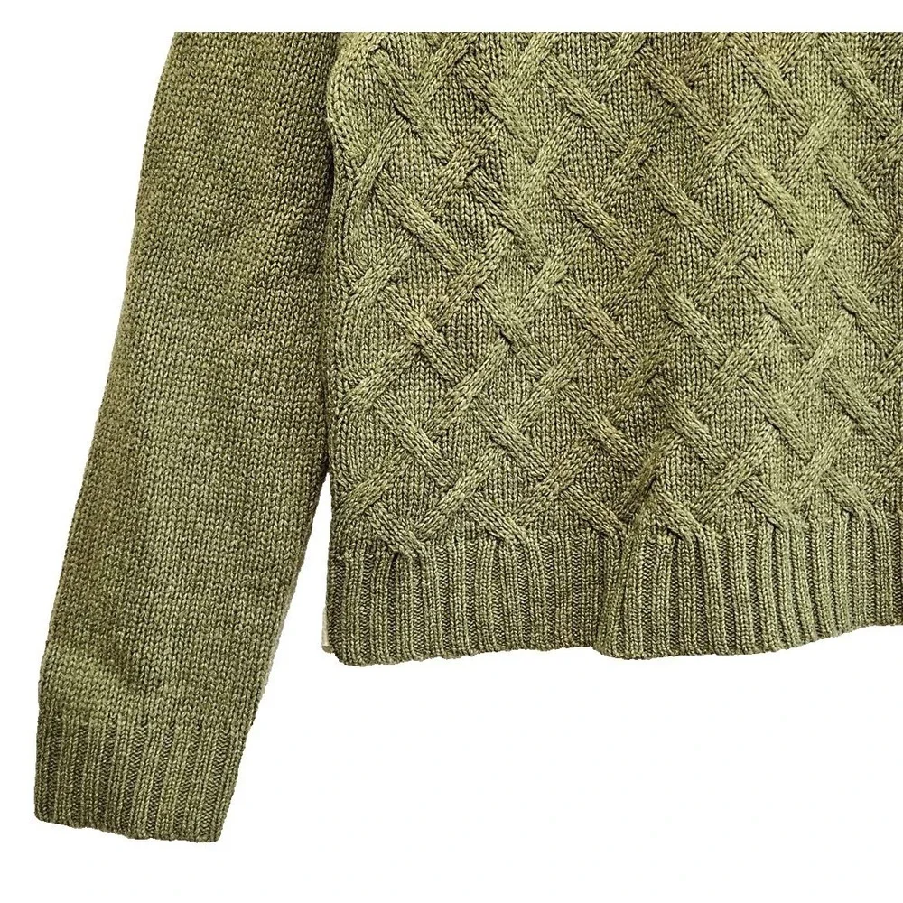 FieldGear Women's Sage Green Wool Sweater Large Textured Weave Pattern Australia